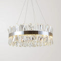 Round Chrome Stainless Steel K9 Crystal Chandelier Pendant Light Silver Finish for Living Dining Room