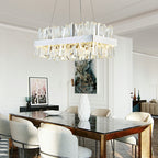 Round Chrome Stainless Steel K9 Crystal Chandelier Pendant Light Silver Finish for Living Dining Room