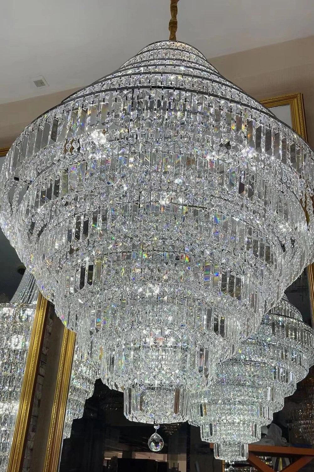 Chrome / Silver / Gold Extra Large Chandelier for Foyer Living Room Staircase Crystal Ceiling Lighting