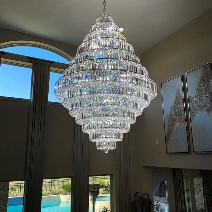 Chrome / Silver / Gold Extra Large Chandelier for Foyer Living Room Staircase Crystal Ceiling Lighting