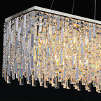 Chrome / Silver Decorative Kitchen Island Lighting Crystal Rectangle Chandelier for Long Dining Table Round