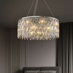 Chrome / Silver Decorative Kitchen Island Lighting Crystal Rectangle Chandelier for Long Dining Table Round