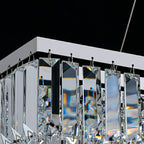 Chrome / Silver Decorative Kitchen Island Lighting Crystal Rectangle Chandelier for Long Dining Table Round