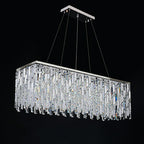 Chrome / Silver Decorative Kitchen Island Lighting Crystal Rectangle Chandelier for Long Dining Table Round