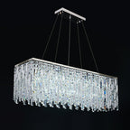 Chrome / Silver Decorative Kitchen Island Lighting Crystal Rectangle Chandelier for Long Dining Table Round