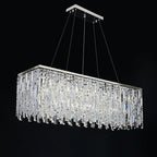 Chrome / Silver Decorative Kitchen Island Lighting Crystal Rectangle Chandelier for Long Dining Table Round