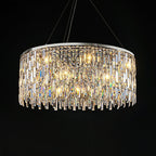Chrome / Silver Decorative Kitchen Island Lighting Crystal Rectangle Chandelier for Long Dining Table Round