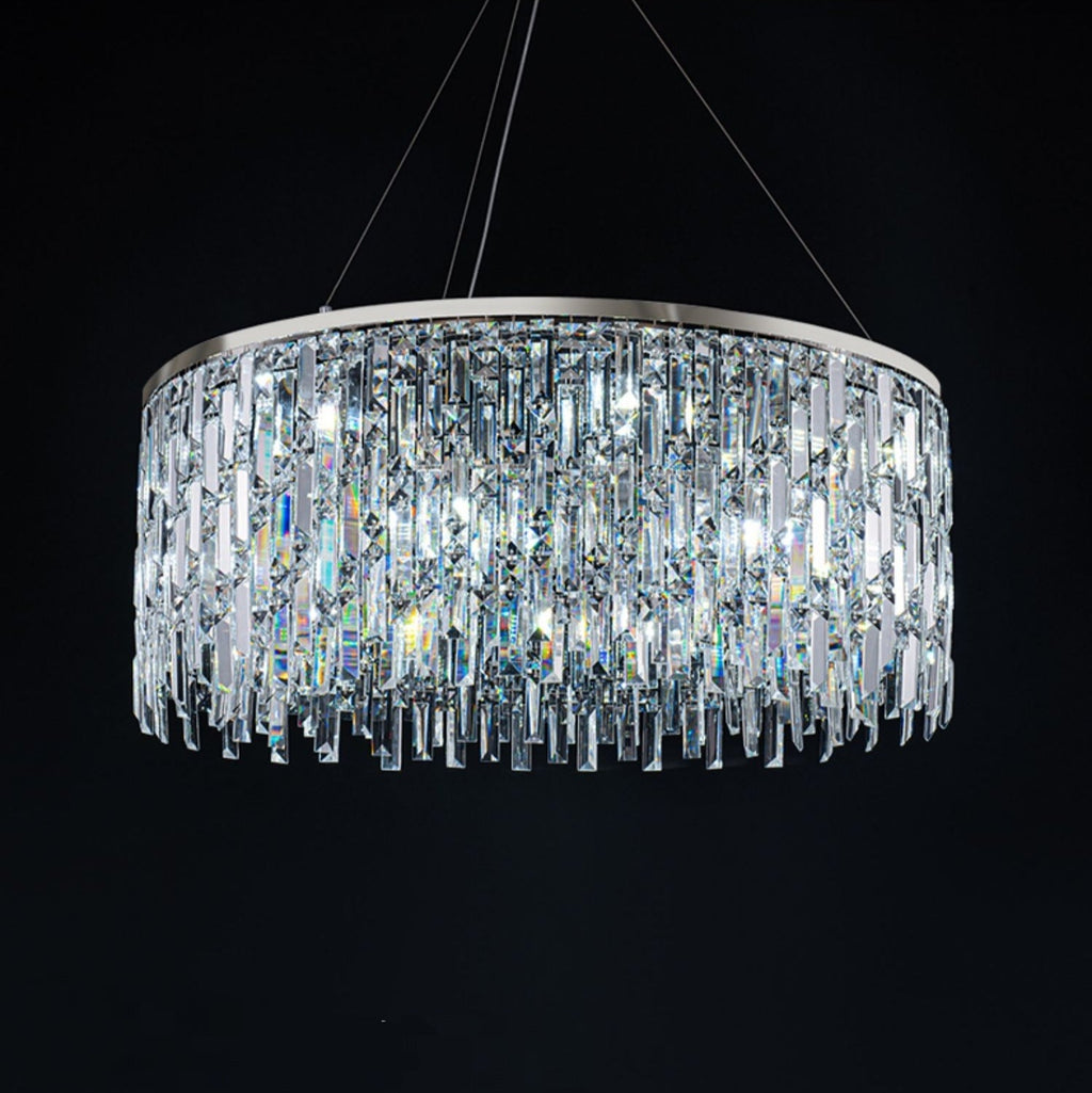Chrome / Silver Decorative Kitchen Island Lighting Crystal Rectangle Chandelier for Long Dining Table Round