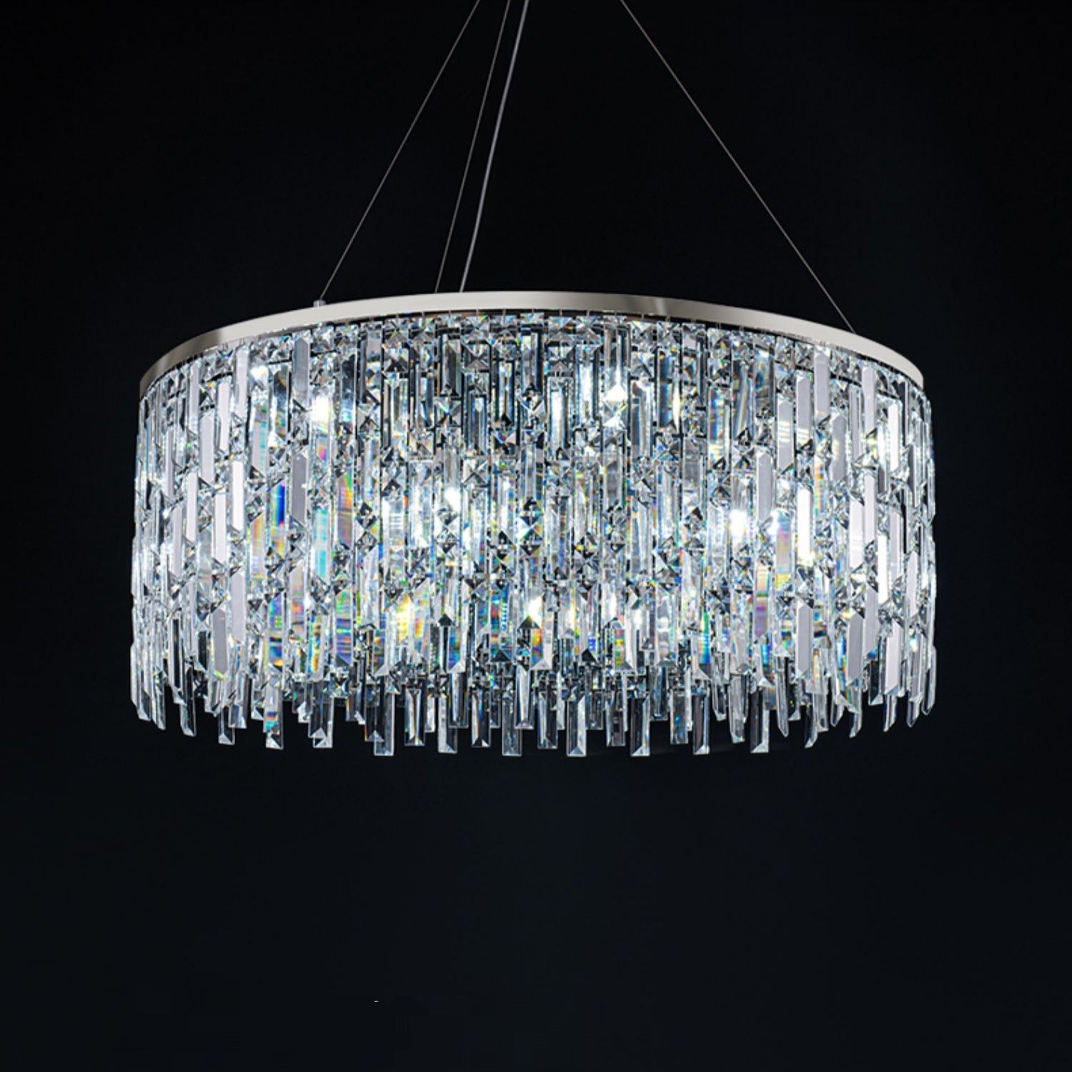 Chrome / Silver Decorative Kitchen Island Lighting Crystal Rectangle Chandelier for Long Dining Table Round
