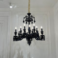 Classic Black Candle Style Chandelier Crystal Ceiling Pendant Lighting for Living / Bedroom