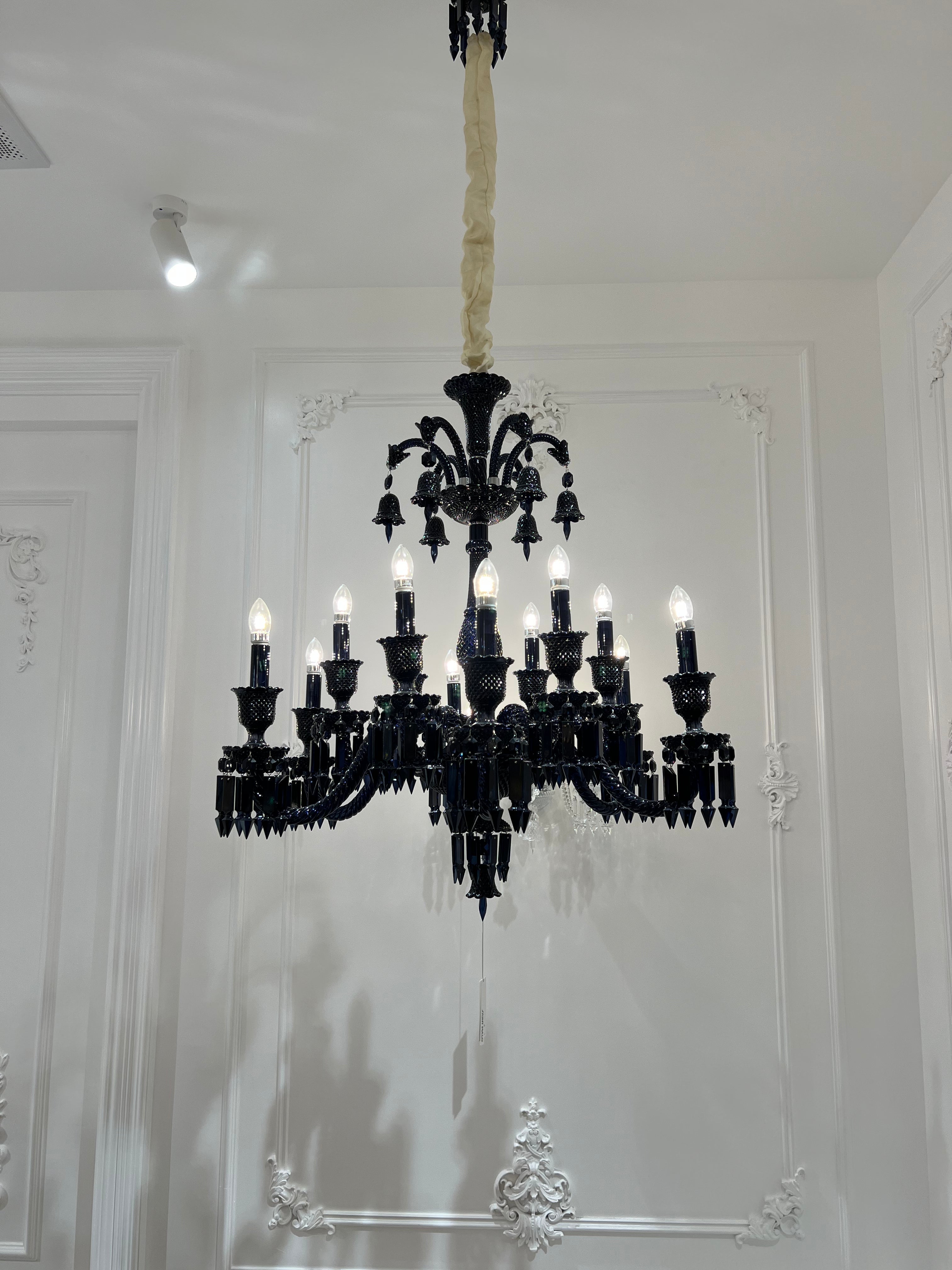 Classic Black Candle Style Chandelier Crystal Ceiling Pendant Lighting for Living / Bedroom