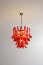 Crimson Glass Murano Petals Chandelier