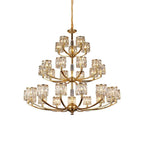 Crystal Column Brass Chandelier