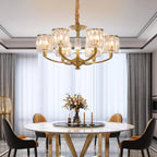 Crystal Column Brass Chandelier