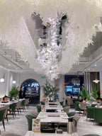 Gingko Leaves Ceramics Spiral Branch Chandelier