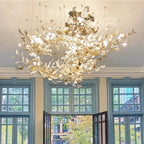 Gingko Leaves Ceramics Spiral Branch Chandelier