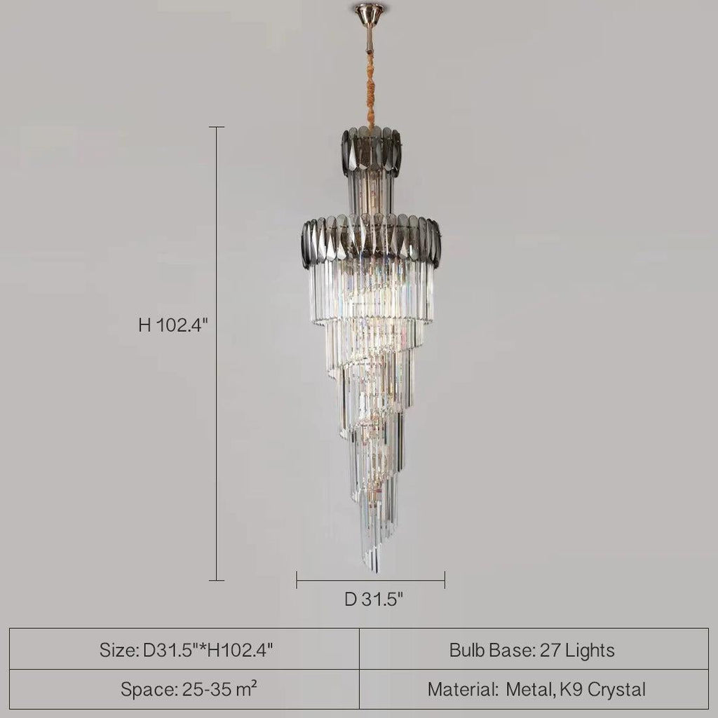 Luxury Extra Large Foyer Spiral Staircase Chandelier Long Crystal Ceiling Light for Living Room Hall Entrance