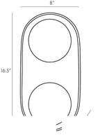 Glaze Large Wall Sconce DA49006 technical dimension drawing
