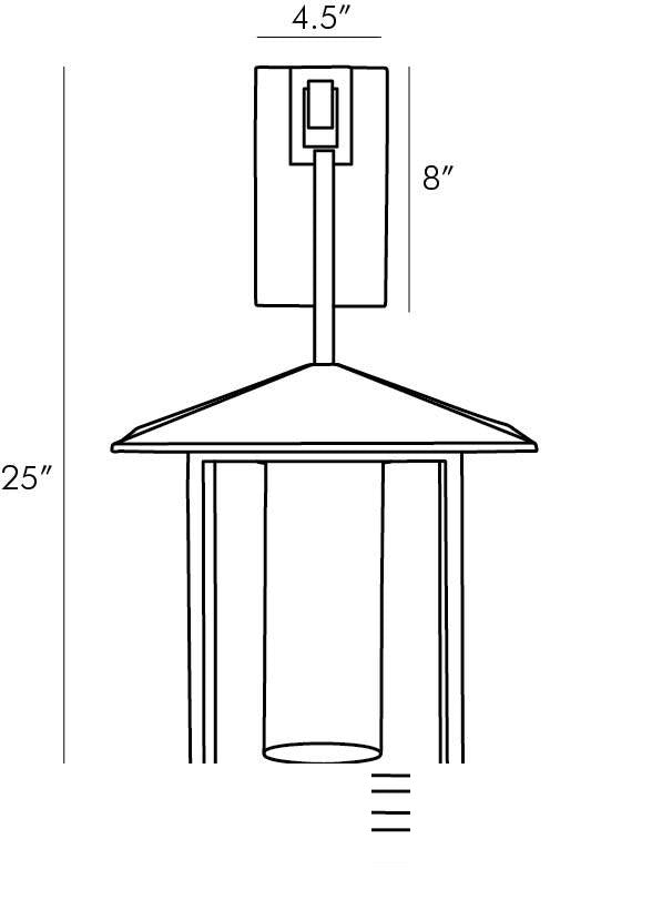 Temple Wall Sconce DB49011 technical dimension drawing