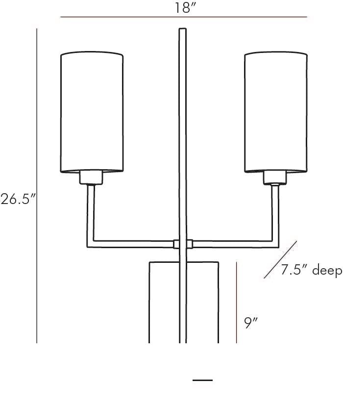 Blade Wall Sconce DB49016 technical dimension drawing