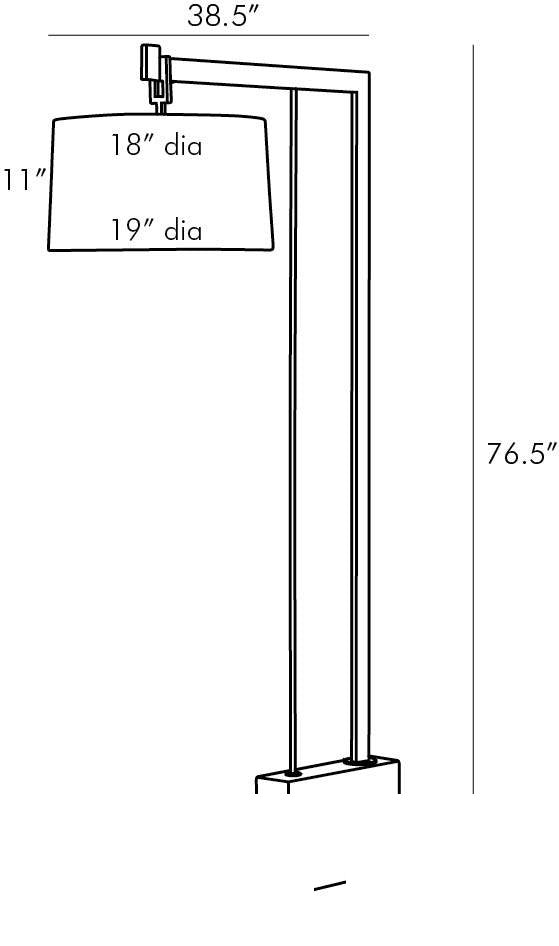 Piloti Floor Lamp DB79000-885 technical dimension drawing