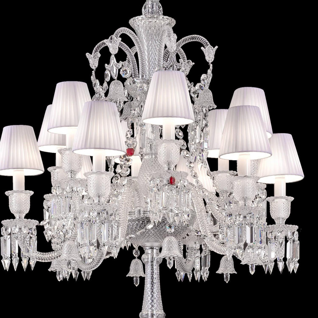 Auralite Classic Luxury Zénith Crystal Candelabra with Fabric Shade