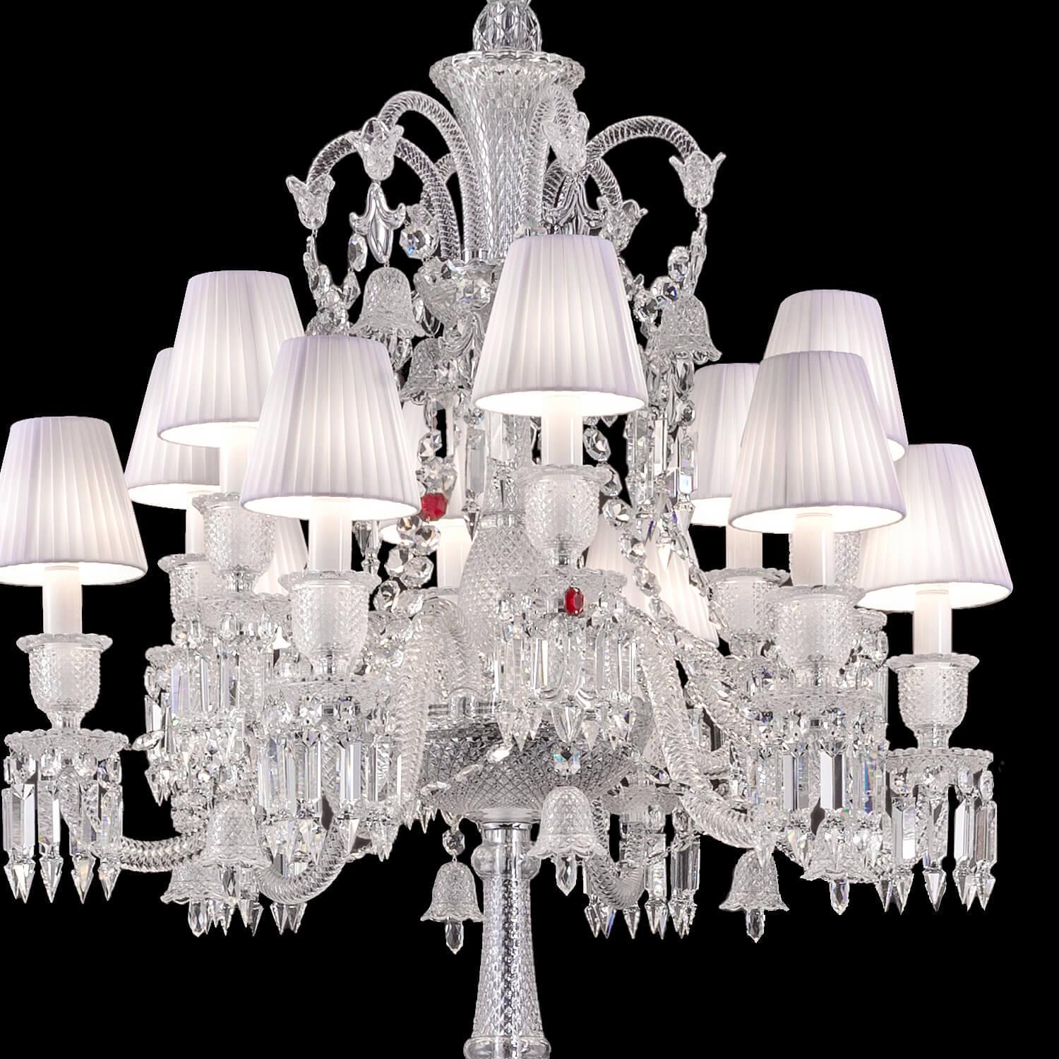 Auralite Classic Luxury Zénith Crystal Candelabra with Fabric Shade