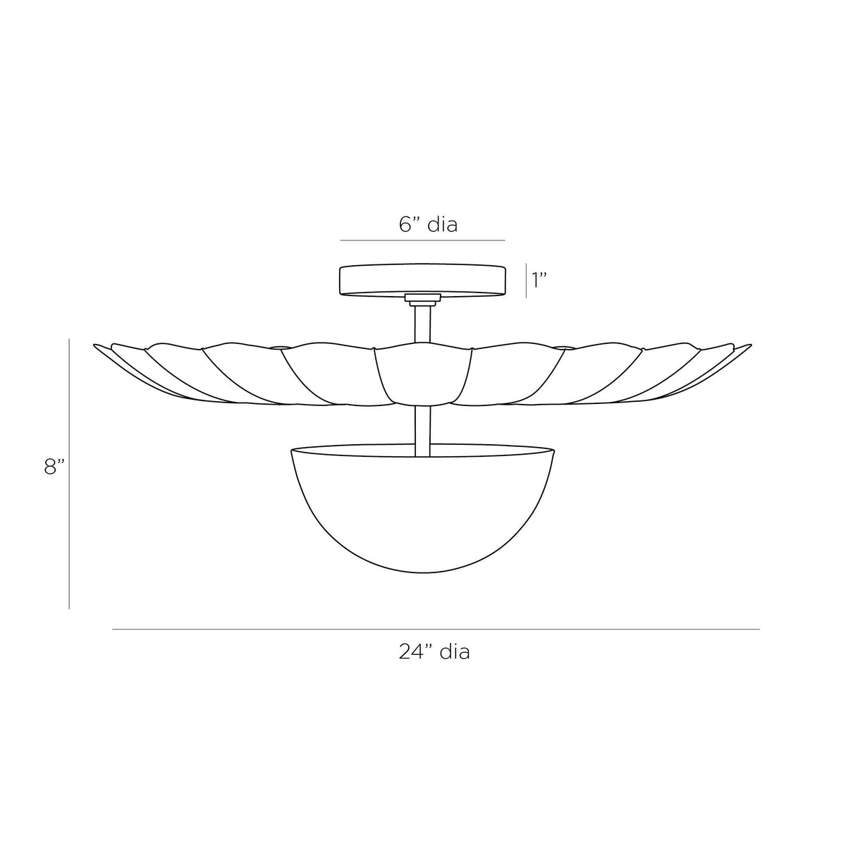 Teresa Flush Mount DFI01 technical dimension drawing