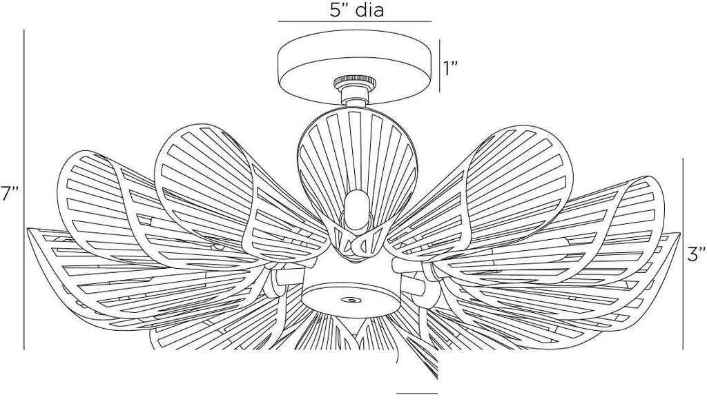 Francesca Flush Mount DFI06 technical dimension drawing