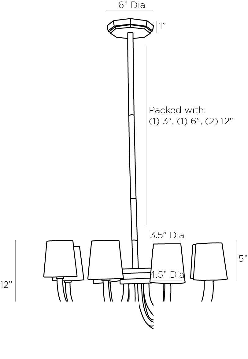 Gaetano Chandelier DJ42000 technical dimension drawing