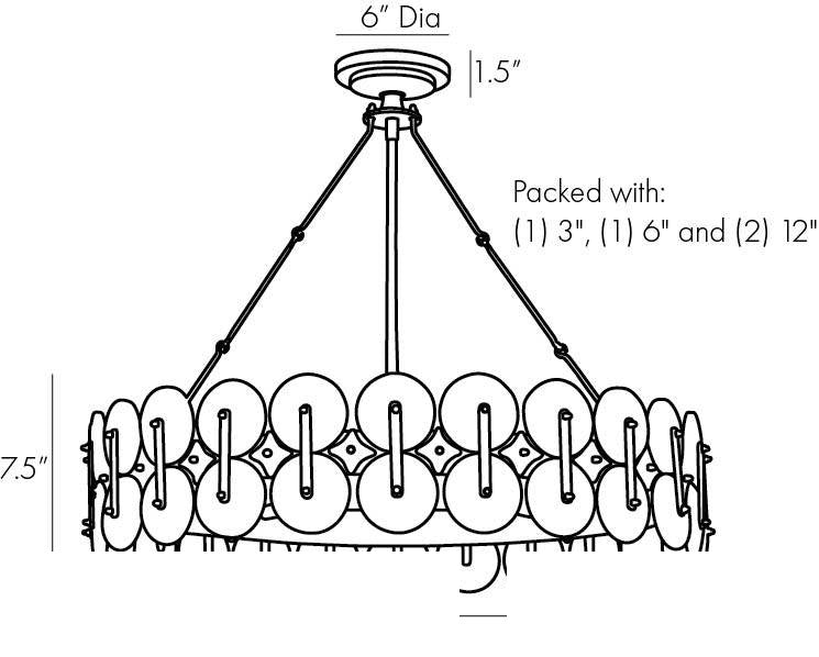 Rondelle Chandelier DK82001 technical dimension drawing