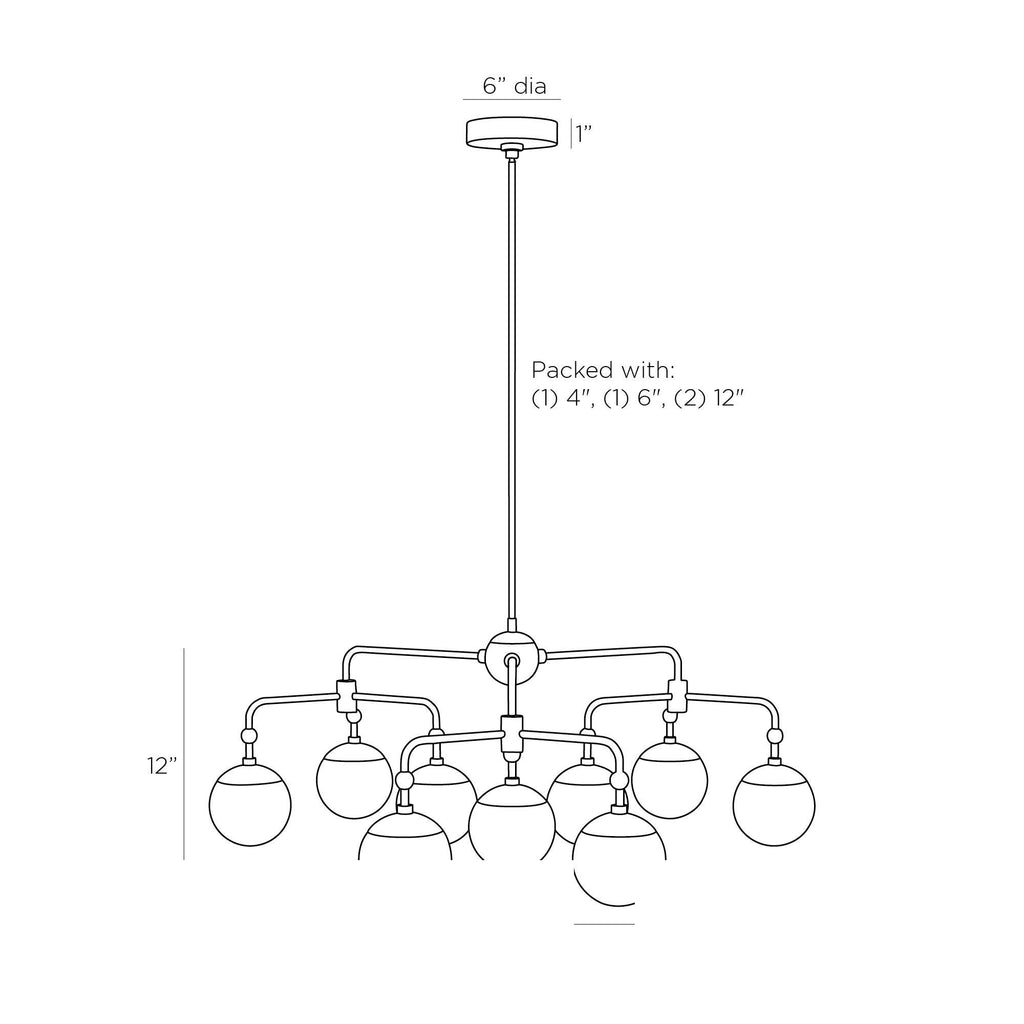 Utica Chandelier DLC02 technical dimension drawing