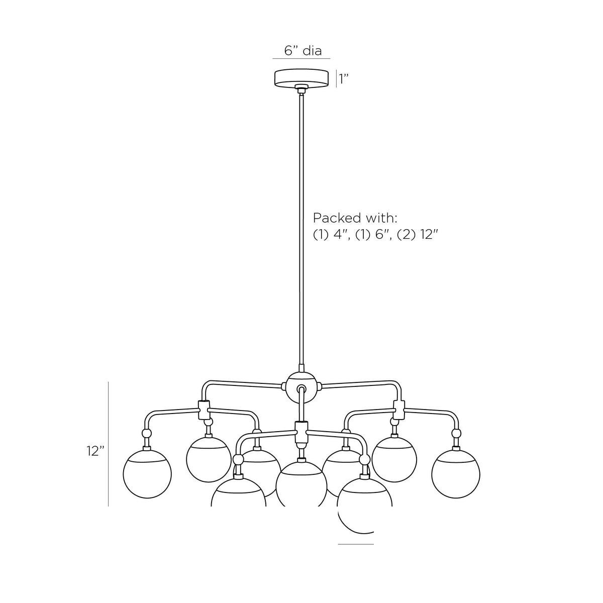 Utica Chandelier DLC02 technical dimension drawing