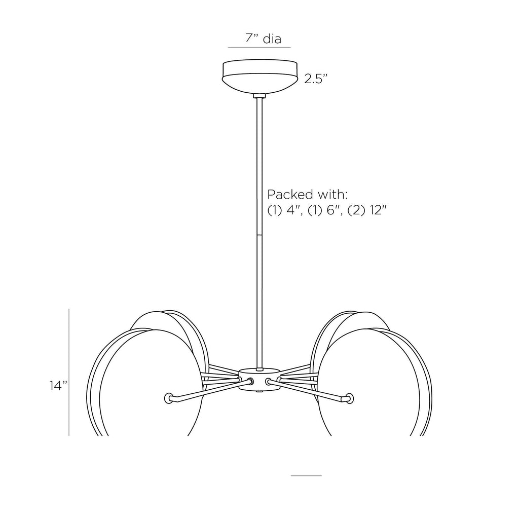 Whitney Chandelier DLC05 technical dimension drawing