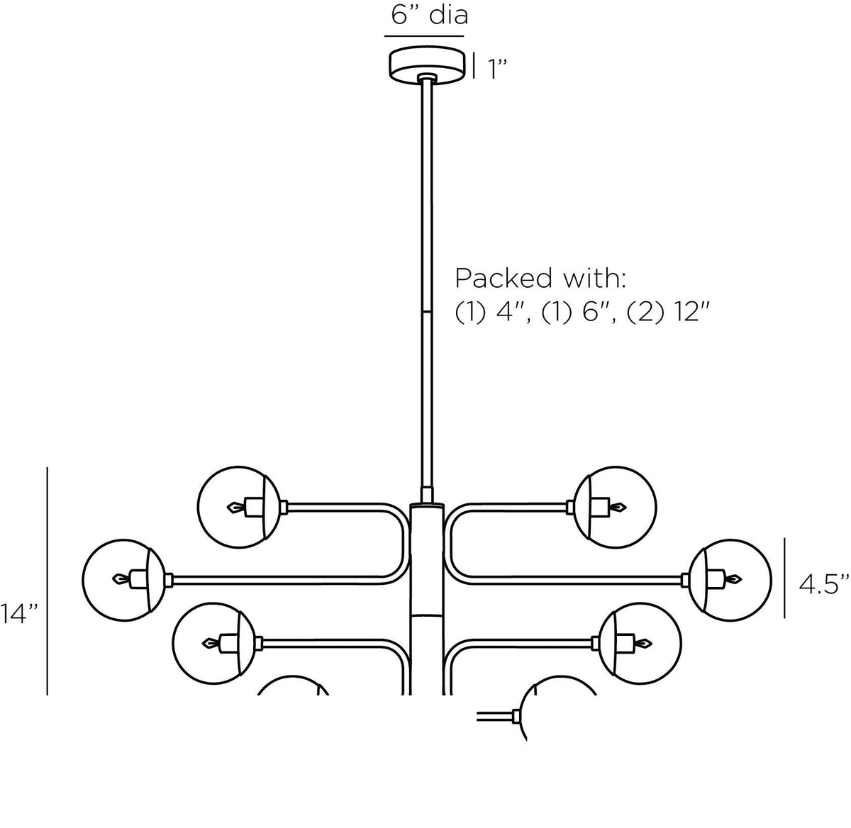 Baltimore Chandelier DLC18 technical dimension drawing