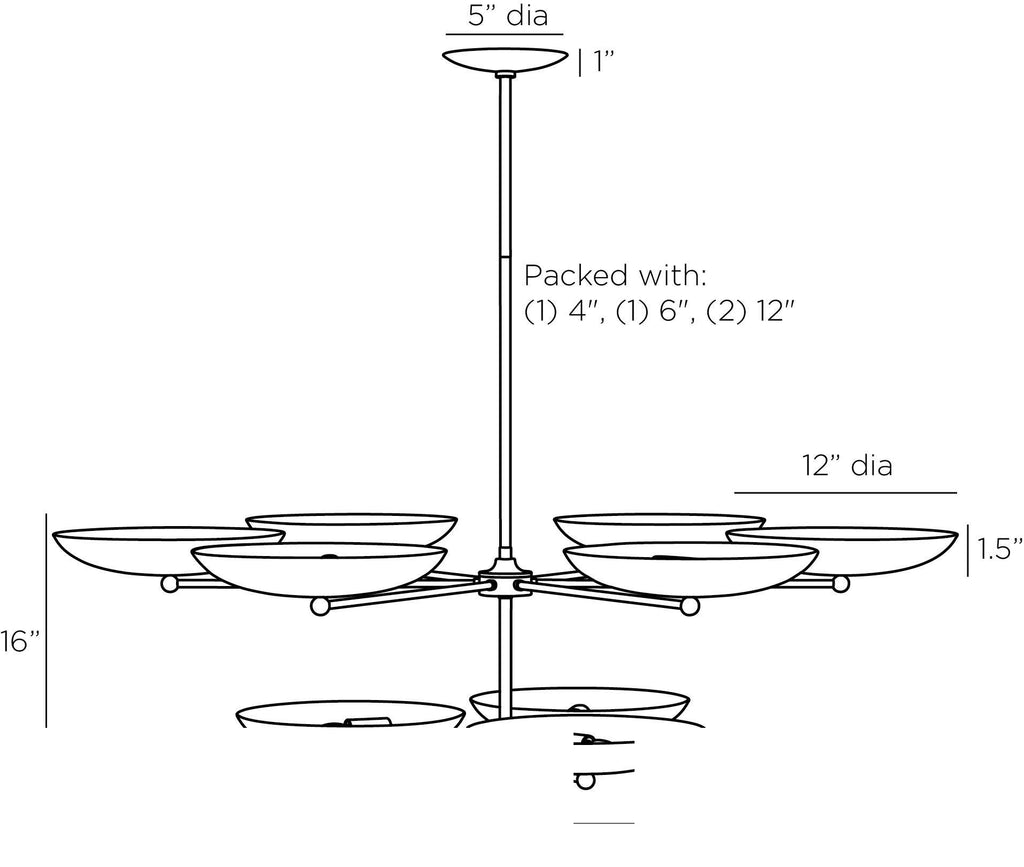 Griffith Two Tiered Chandelier DLC20 technical dimension drawing