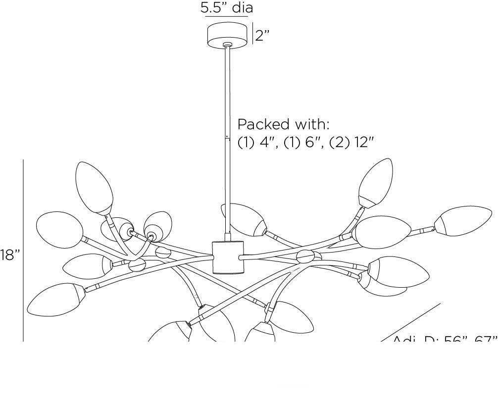 Ember Chandelier DLC22 technical dimension drawing