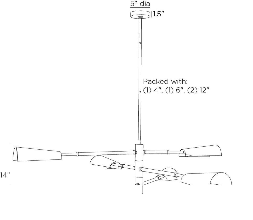 Estevan Chandelier DLC26 technical dimension drawing