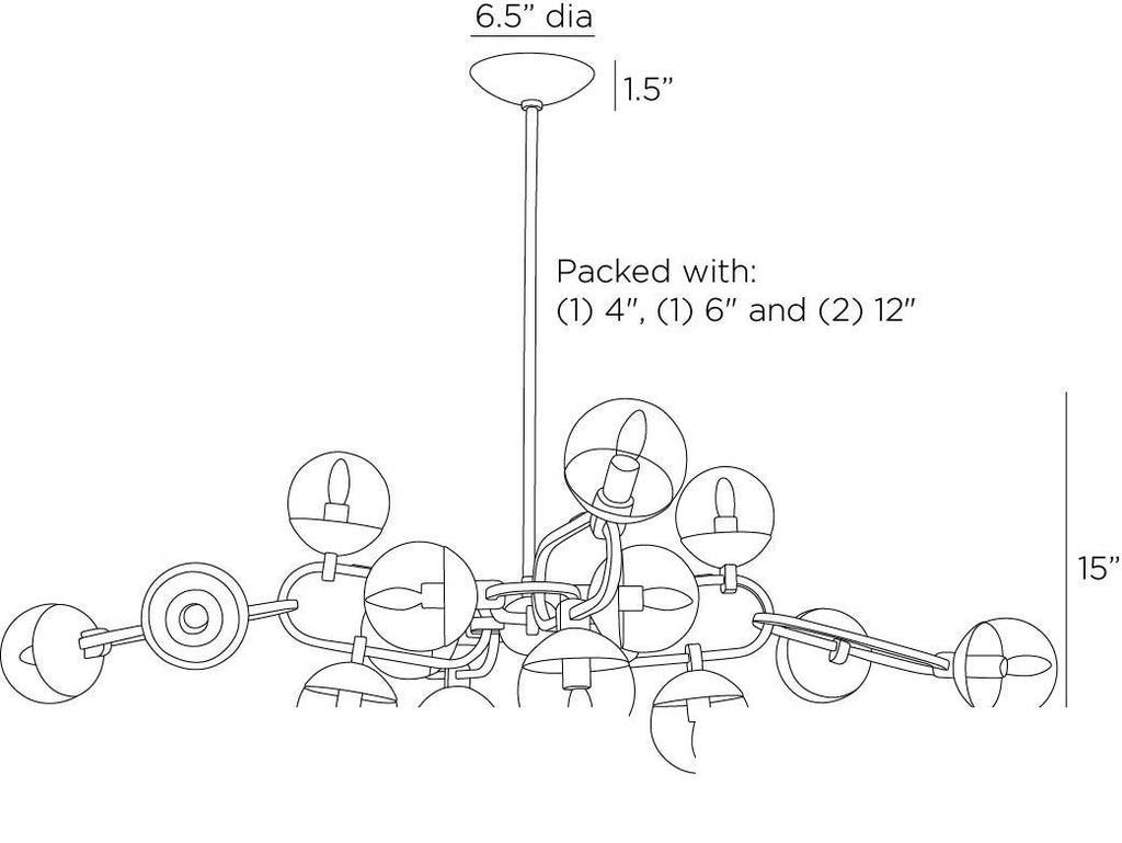 Hadly Chandelier DLC30 technical dimension drawing