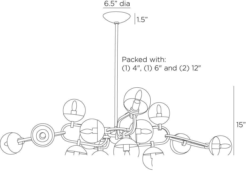 Hadly Chandelier DLC30 technical dimension drawing