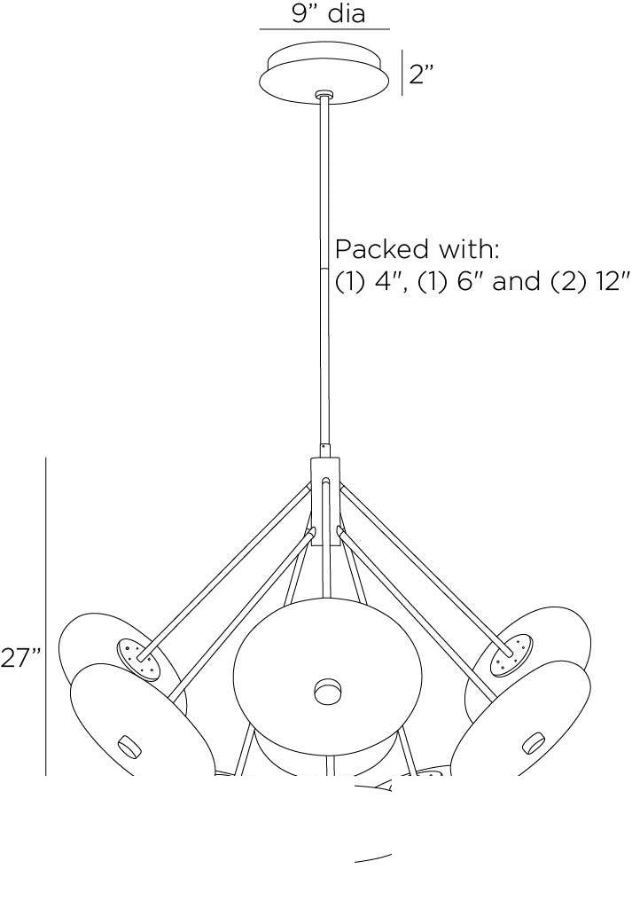 Helios Chandelier DLC33 technical dimension drawing