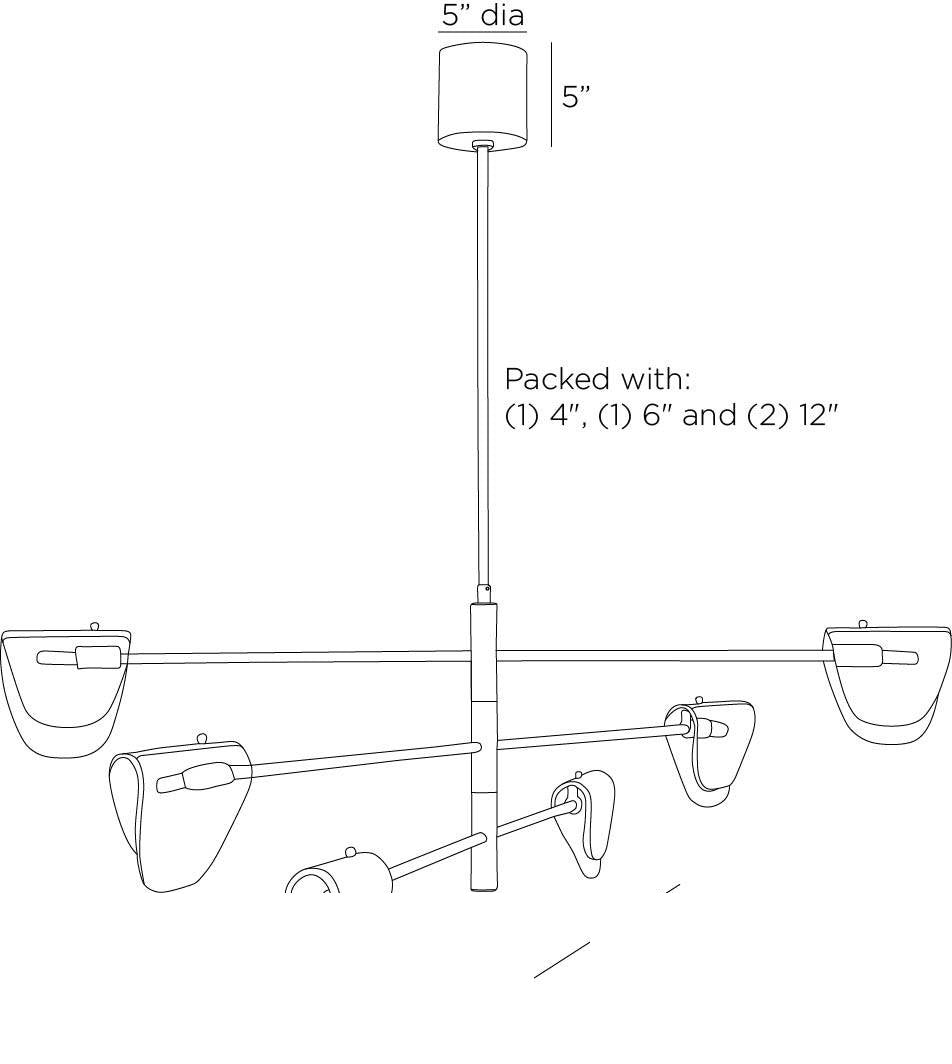 Hockless Chandelier DLC35 technical dimension drawing