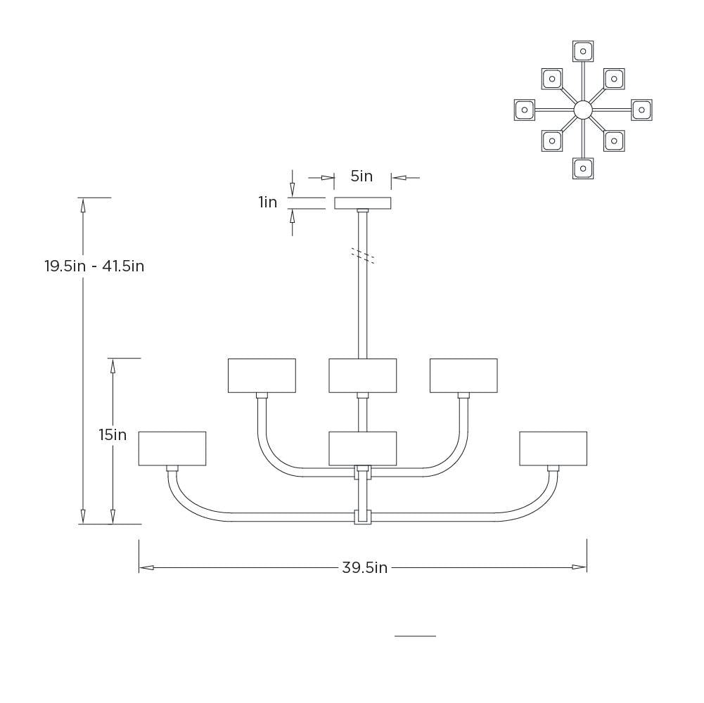 Louis Chandelier DLC40 technical dimension drawing