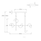 Nova Alabaster Linear Chandelier DLC41 technical dimension drawing