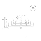 Griff Large Chandelier DLC44 technical dimension drawing