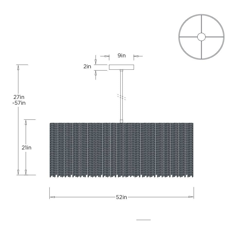Bennet Large Chandelier DLC52 technical dimension drawing