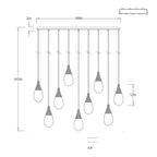 Giselle Linear Multi-Port Chandelier DLC56 technical dimension drawing