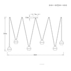Noble Multi-Drop Chandelier DLC57 technical dimension drawing