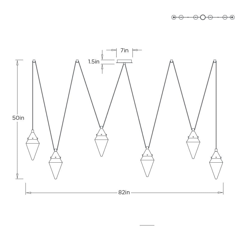 Berkley Multi-Drop Chandelier DLC60 technical dimension drawing