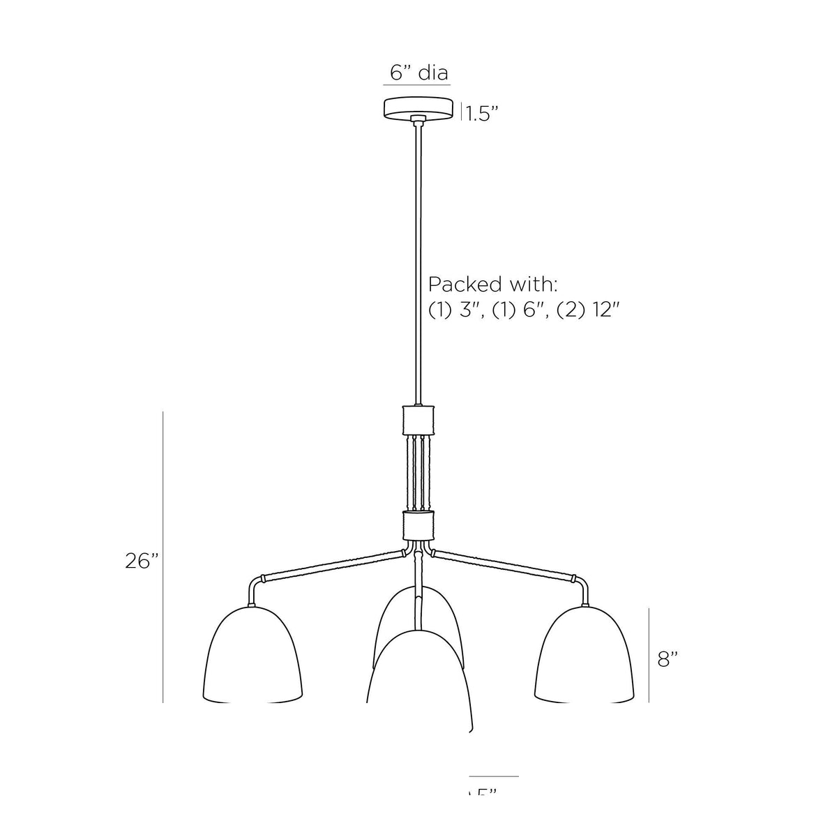 Worth Chandelier DLI05 technical dimension drawing
